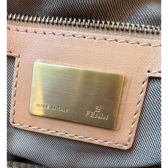 Authentic FENDI Mama Beige Monogram FF Zucchino Canvas Single Shoulder B… - Picture 13 of 16